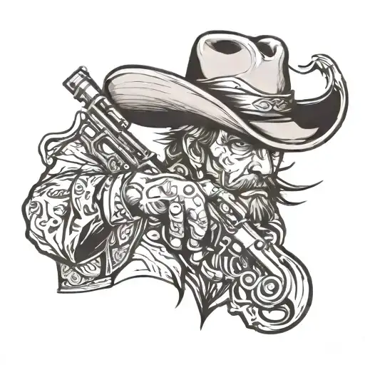 outlaw gunslinger tattoo design idea