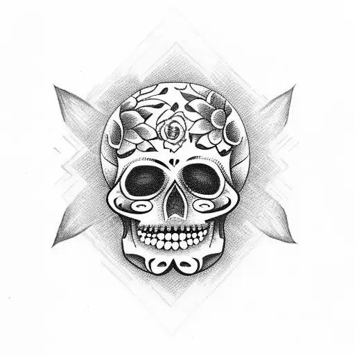 día de los muertos skull tattoo design idea
