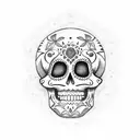 día de los muertos skull tattoo design idea