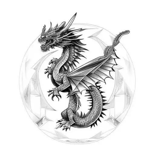 crystal rainbow Dragon tattoo design idea