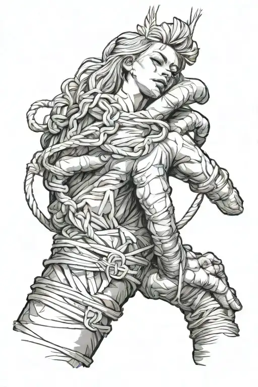Puppeteer's hand, girl as a puppet,shibari , bdsm tattoo design idea