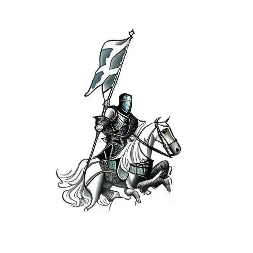 a knight riding a horse with a lance tattoo design idea