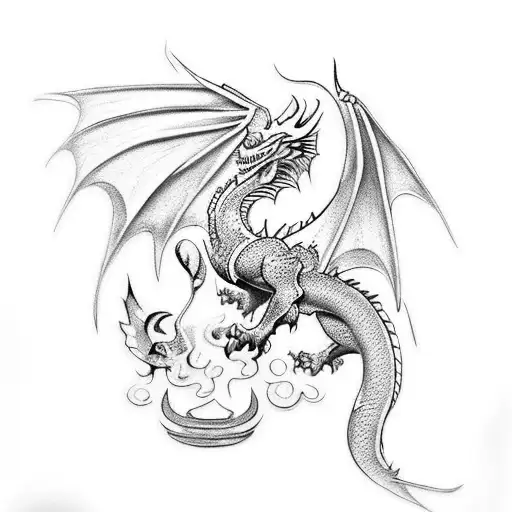 a tattoo that fits with a dragon and a gryphon on my left arm, suited for the bicep mythological oriented tattoo design idea