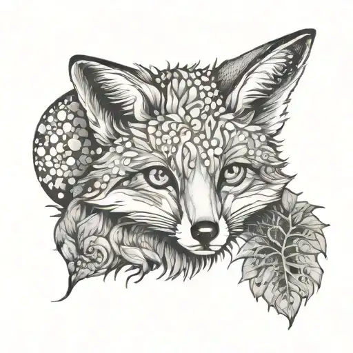 baby fox mother fox mystical moonlit forest tattoo design idea