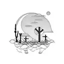 A blackwork tatoo evolving into a beach scene tattoo design idea