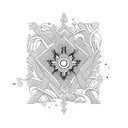 A blackwork tatoo evolving into a beach scene tattoo design idea