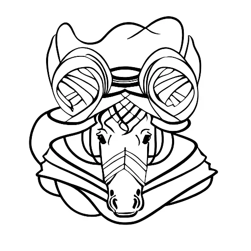 Horse with fancy hat tattoo design idea