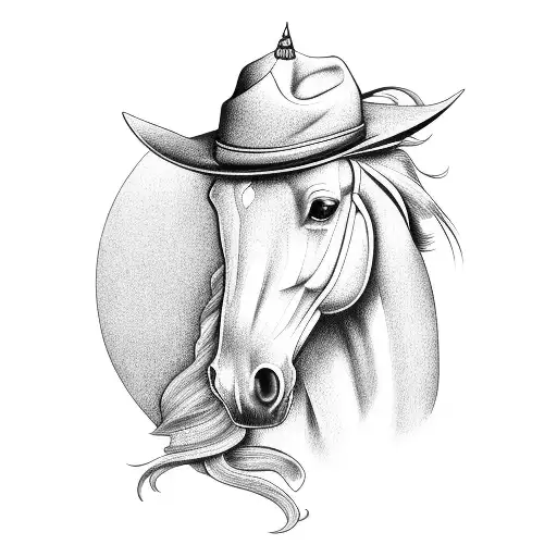 Horse with fancy hat tattoo design idea