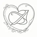 letter b with heart tattoo design idea