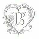 letter b with heart tattoo design idea