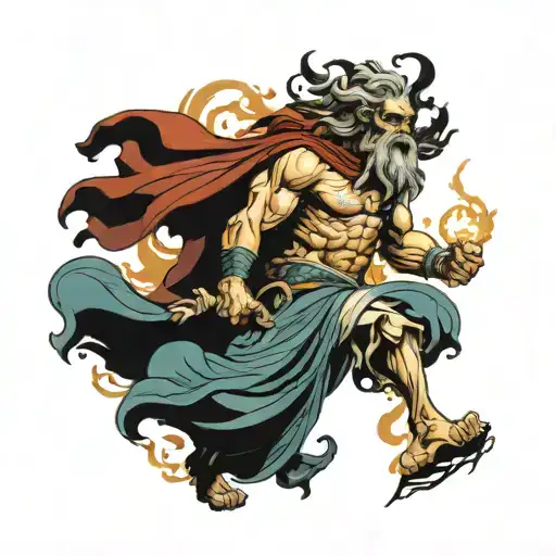 Greek mythology Zeus dragging hades out of hell towards heaven tattoo design idea