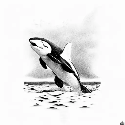 orca jumping out of the water tattoo design idea