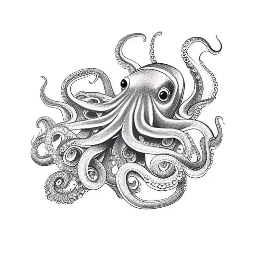 octopus around the number eight tattoo design idea