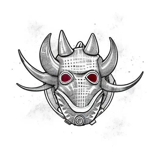 A luchador mask with a triceratops horn motif tattoo design idea
