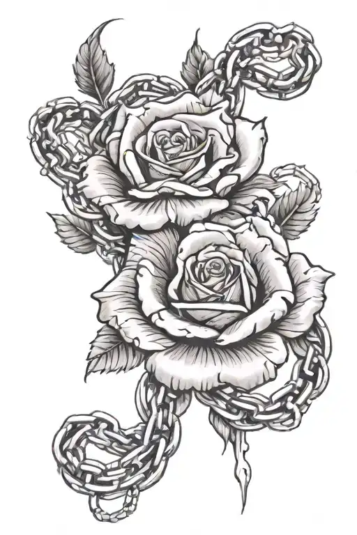 rose with a motorcycle chain wrapped loosely  tattoo design idea