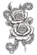 rose with a motorcycle chain wrapped loosely  tattoo design idea