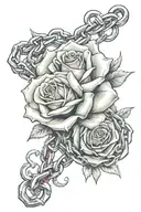 rose with a motorcycle chain wrapped loosely  tattoo design idea