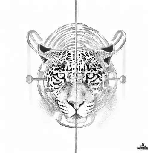 jaguar in cage escaping by bending bars tattoo design idea