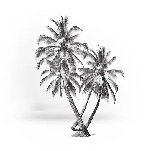 island, beach, palm tree tattoo design idea