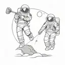 moon with astronaut playing golf  tattoo design idea