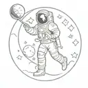 moon with astronaut playing golf  tattoo design idea