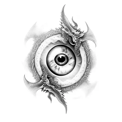 detailed dragon eye  tattoo design idea