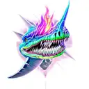 dragon eye , fire, purple, skull, sharks, raptors, trex tattoo design idea