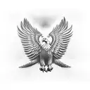 eagle front view wingspan on chest underneath collar bone tattoo design idea