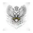 eagle front view wingspan on chest underneath collar bone tattoo design idea