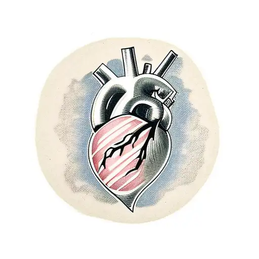 anatomic heart, with bullet hole in the middle tattoo design idea
