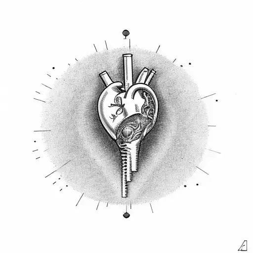 anatomic heart, with bullet hole in the middle tattoo design idea