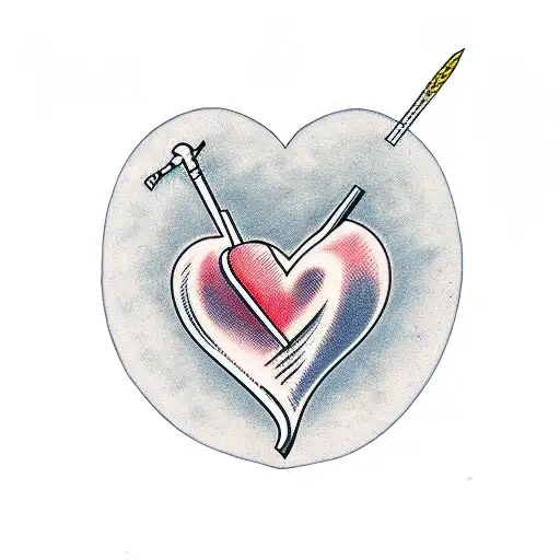 Heart, with bullet hole, tattoo design idea