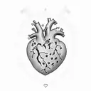 anatomic heart, with bullet hole in the middle tattoo design idea