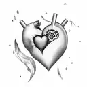 anatomic heart, with bullet hole in the middle tattoo design idea