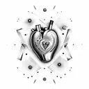 anatomic heart, with bullet hole in the middle tattoo design idea