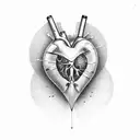 anatomic heart, with bullet hole in the middle tattoo design idea