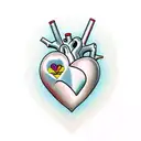 anatomic heart, with bullet hole in the middle tattoo design idea