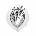 anatomic heart, with bullet hole in the middle tattoo design idea