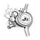 anatomic heart, with bullet hole in the middle tattoo design idea