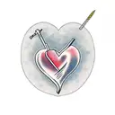 Heart, with bullet hole, tattoo design idea