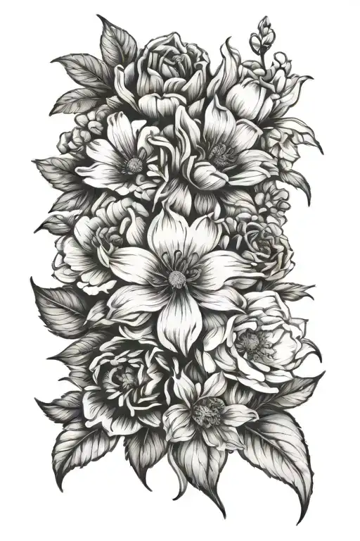 birth month flower may, June, July, and August  tattoo design idea