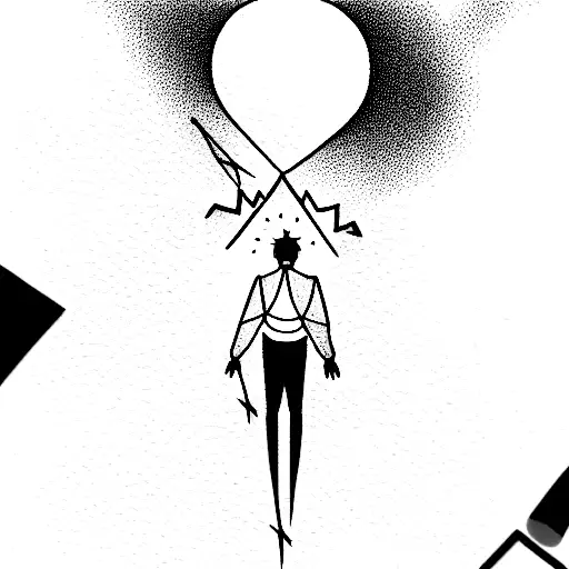 a falling person from the sky who loves to sing and play guitar tattoo design idea