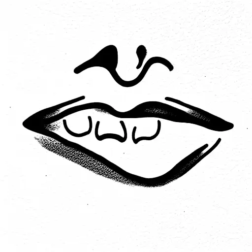lip bite tattoo design idea