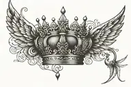 Crown with wings tattoo design idea