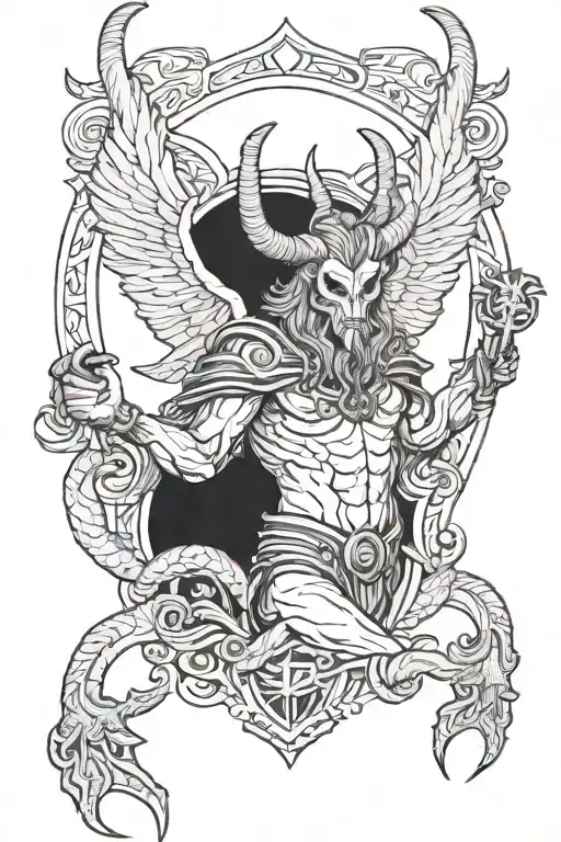 baphomet in cape tattoo design idea