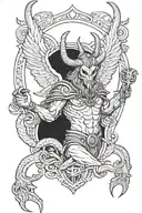 baphomet in cape tattoo design idea