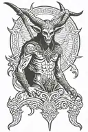 baphomet in cape tattoo design idea