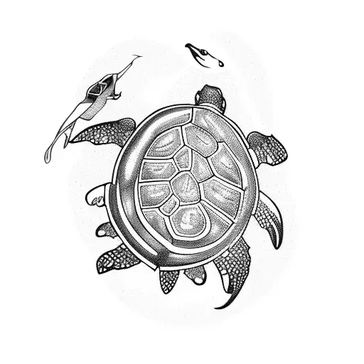 Turtle in the sea tattoo design idea
