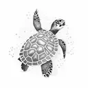 Turtle in the sea tattoo design idea