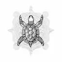 Turtle in the sea tattoo design idea